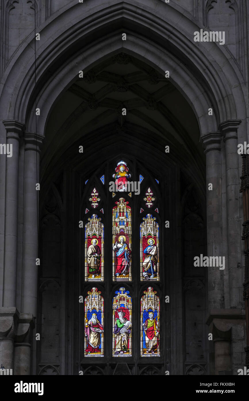 Stained Glass Window in Winchester Cathedral Stock Photo - Alamy