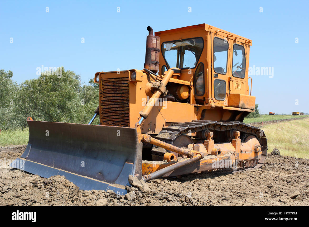 construction site with bulldozer Stock Photo