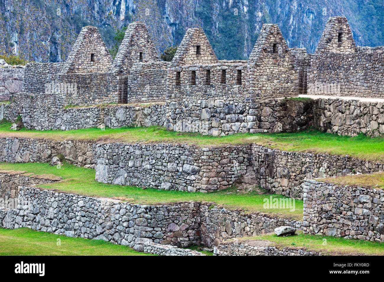 terraces and ancient houses to Machu Picchu Stock Photo - Alamy