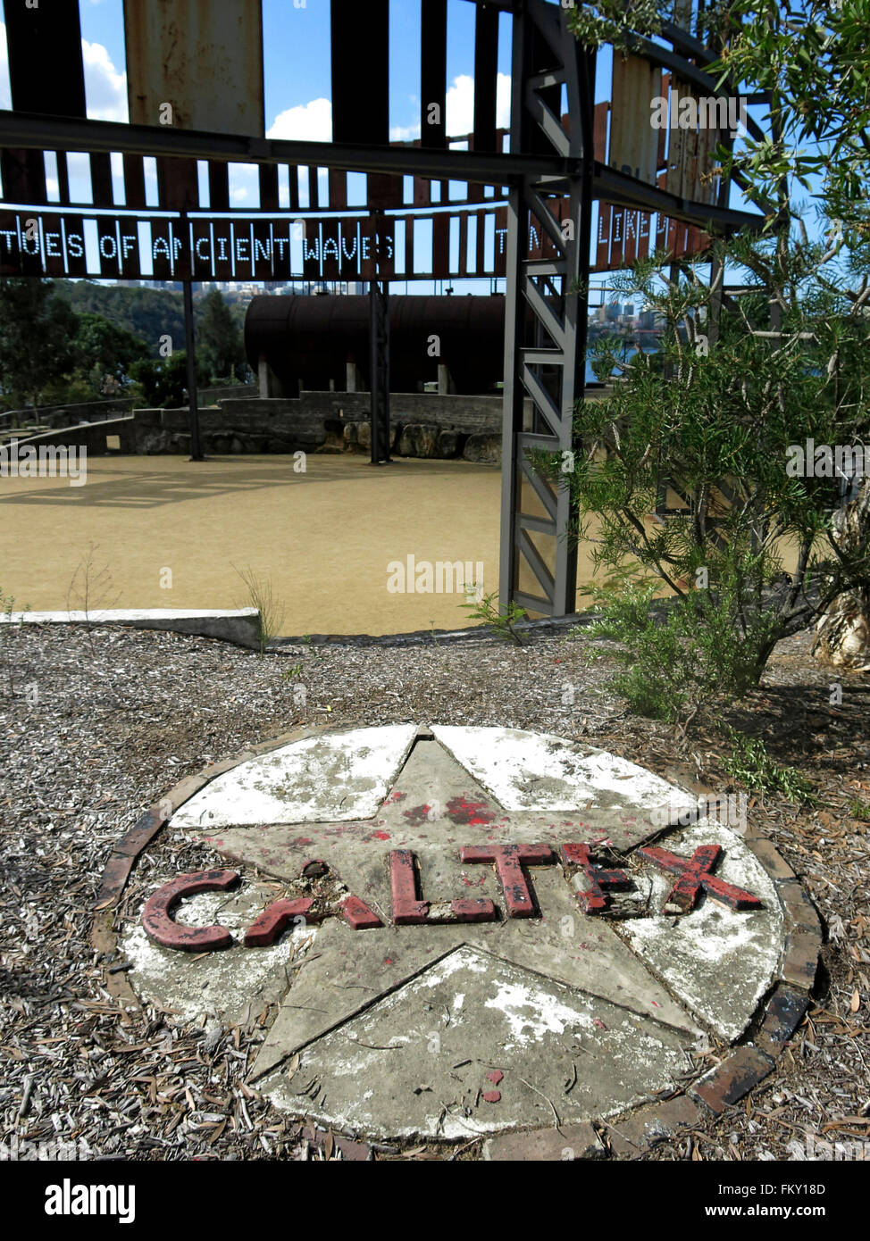 The Caltex Oil Co. logo in the former BP site at Waverton, Sydney, Colour, vertical Stock Photo