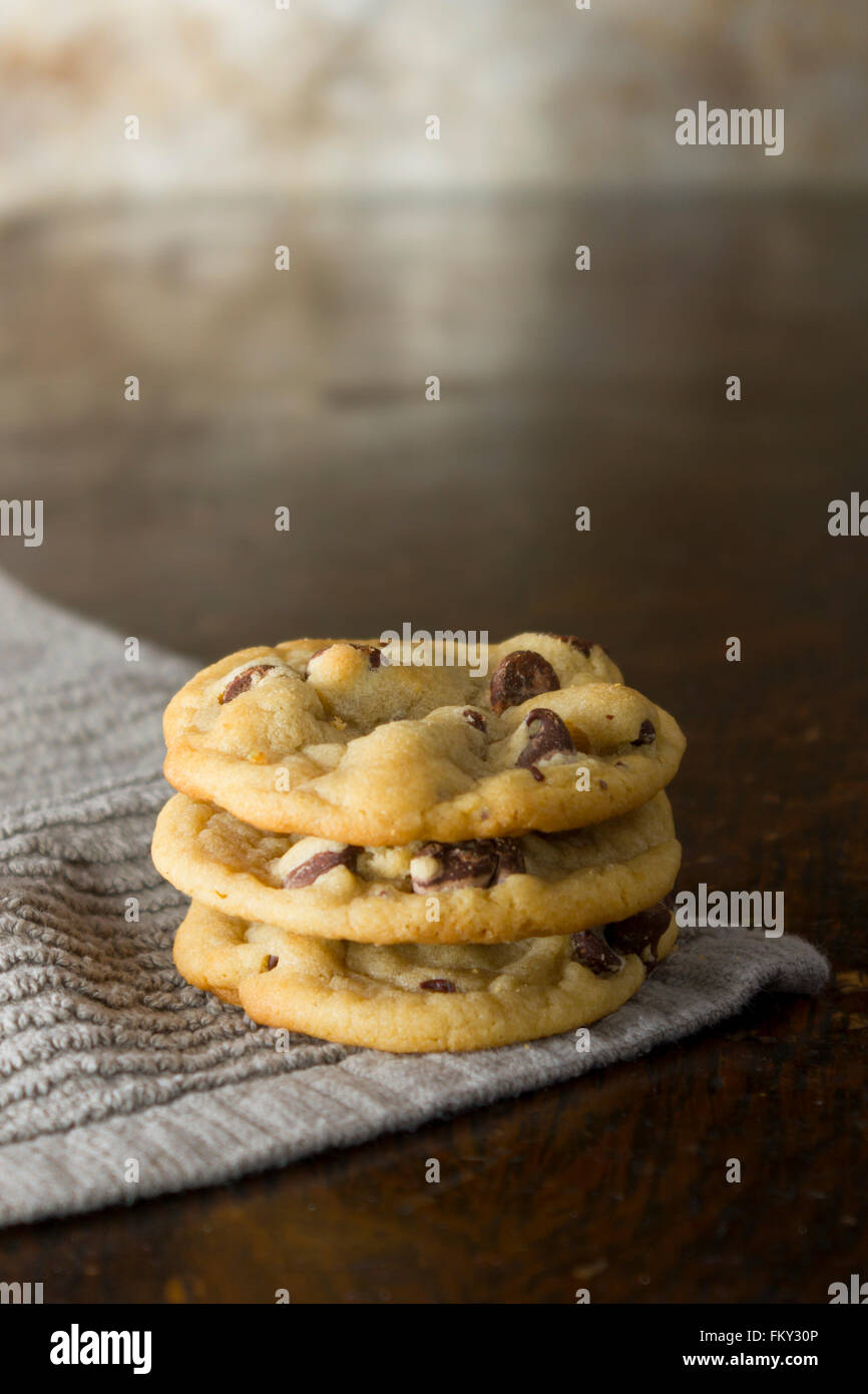 Freshly Baked Homemade Chocolate Chip Cookies Stock Photo