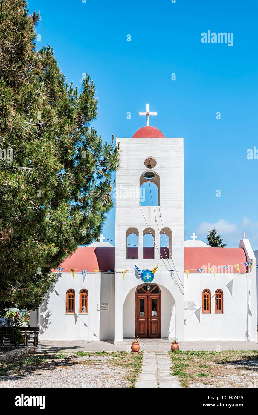 One of the Greek Orthodox churches in the town of Makrigialos on Crete. Stock Photo