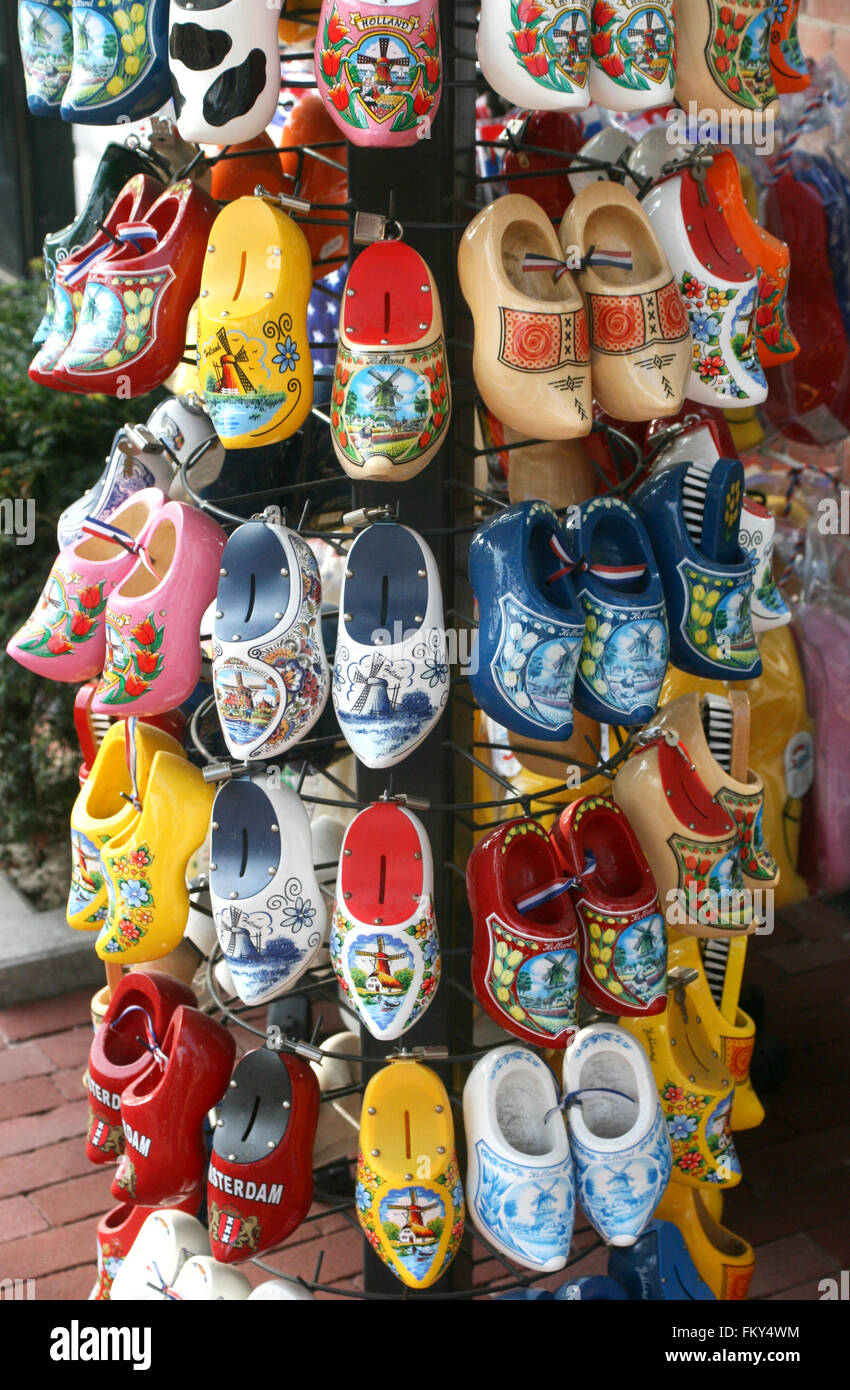 Rack of souvenir wooden shoes in Amsterdam Stock Photo Alamy