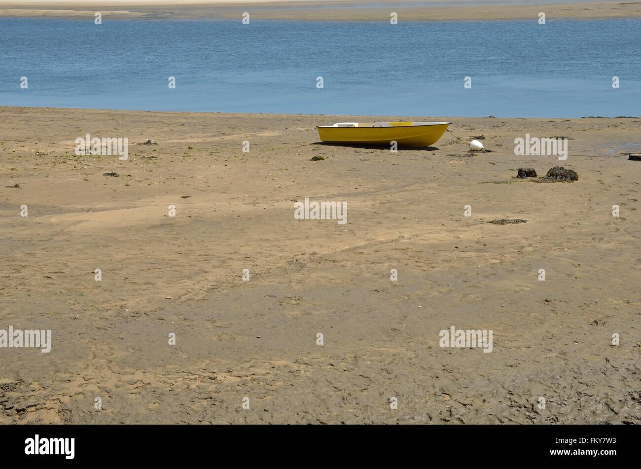 Small yellow boat in Aveiro lagoon, in Portugal Stock Photo - Alamy