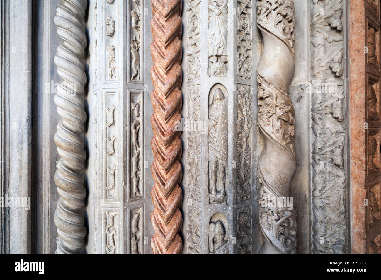 Column detail door of  Basilica di Santa Maria Maggiore, Città Alta, Bergamo,Lombardy,Italy. Stock Photo