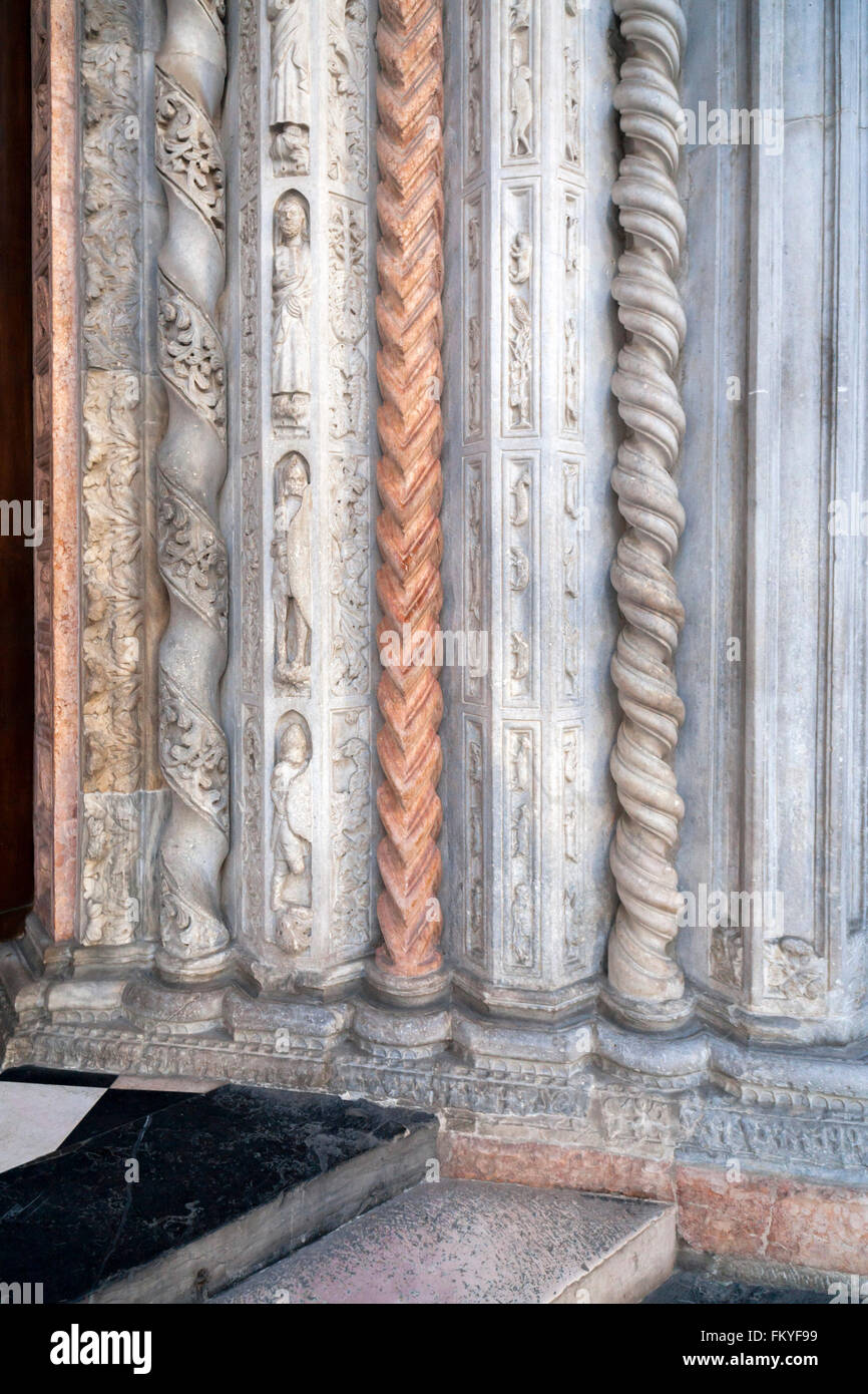 Column detail door of  Basilica di Santa Maria Maggiore, Città Alta, Bergamo,Lombardy,Italy. Stock Photo