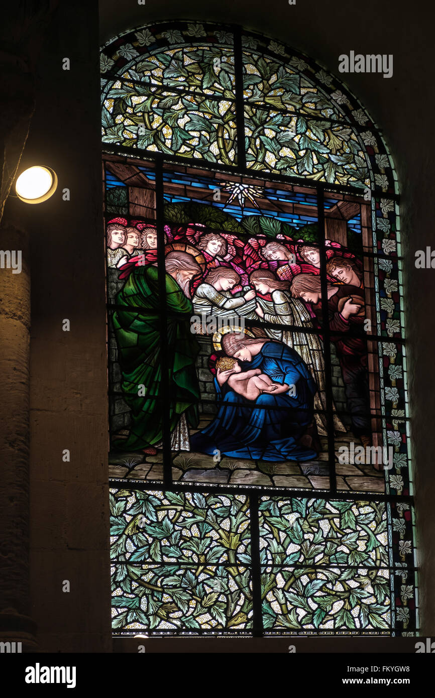 Stained Glass Window in Winchester Cathedral Stock Photo Alamy