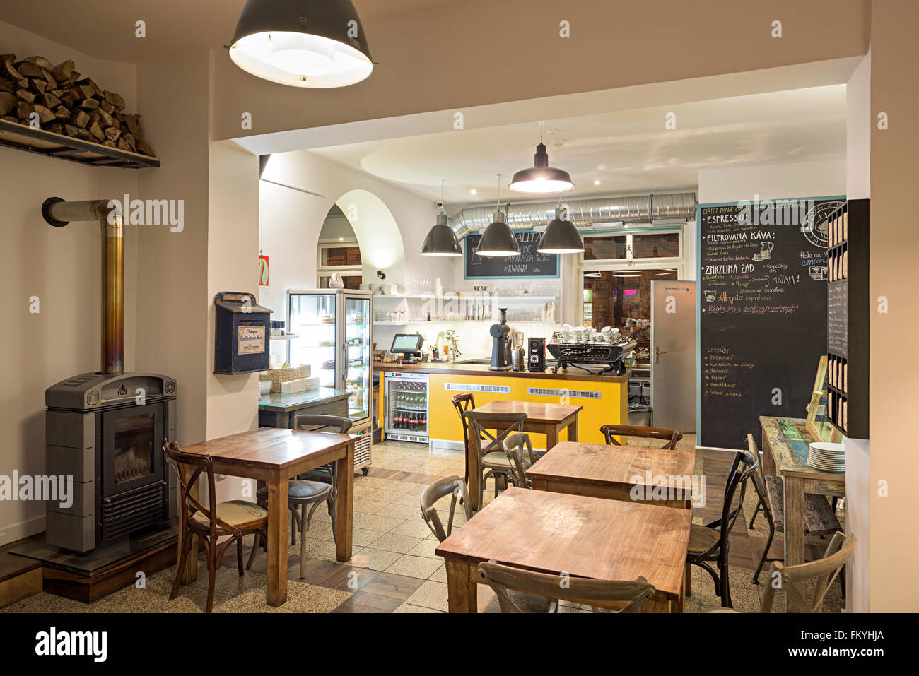 Coffee shop in Karlin Prague Stock Photo Alamy