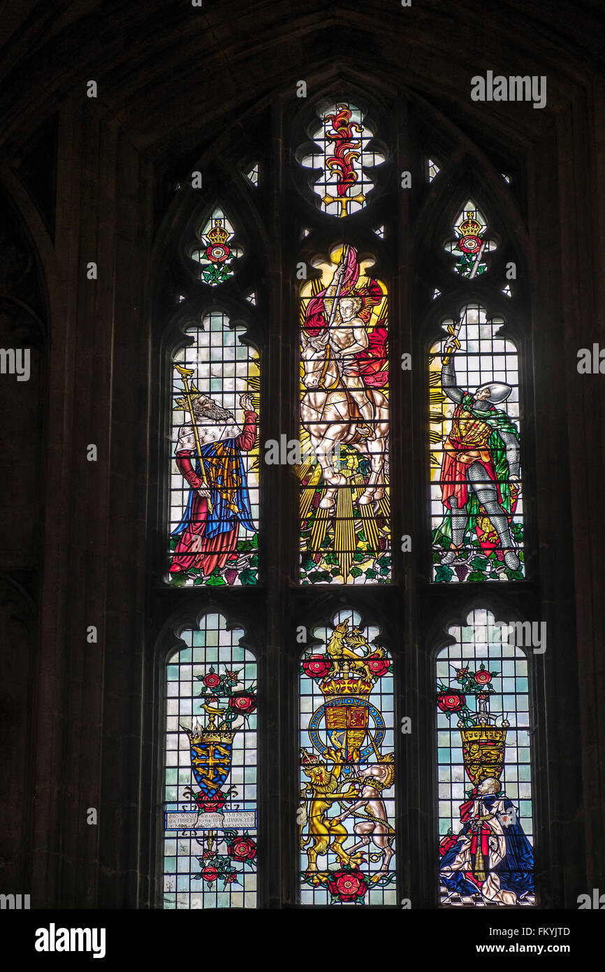 Stained Glass Window in Winchester Cathedral Stock Photo - Alamy