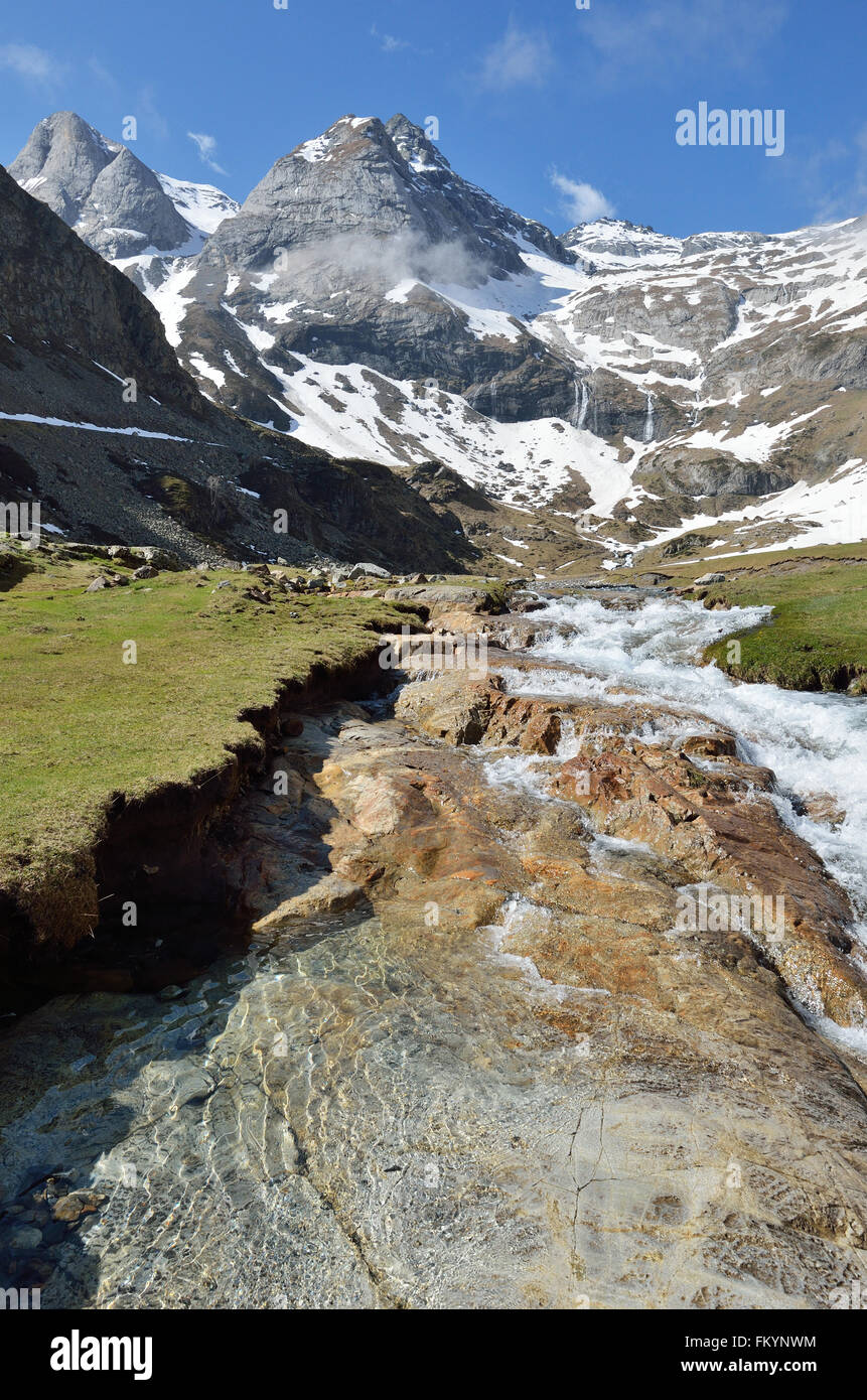 Torrent from the cirque de Troumouse Stock Photo