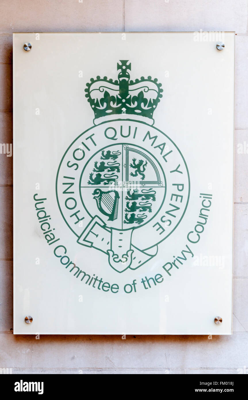 Sign for the Judicial Committee of the Privy Council. Stock Photo