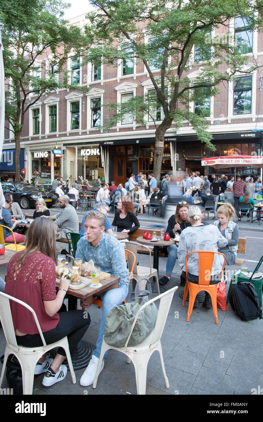 Cafe and Bar, Witte de Withstraat Street, Rotterdam, Europe Stock Photo