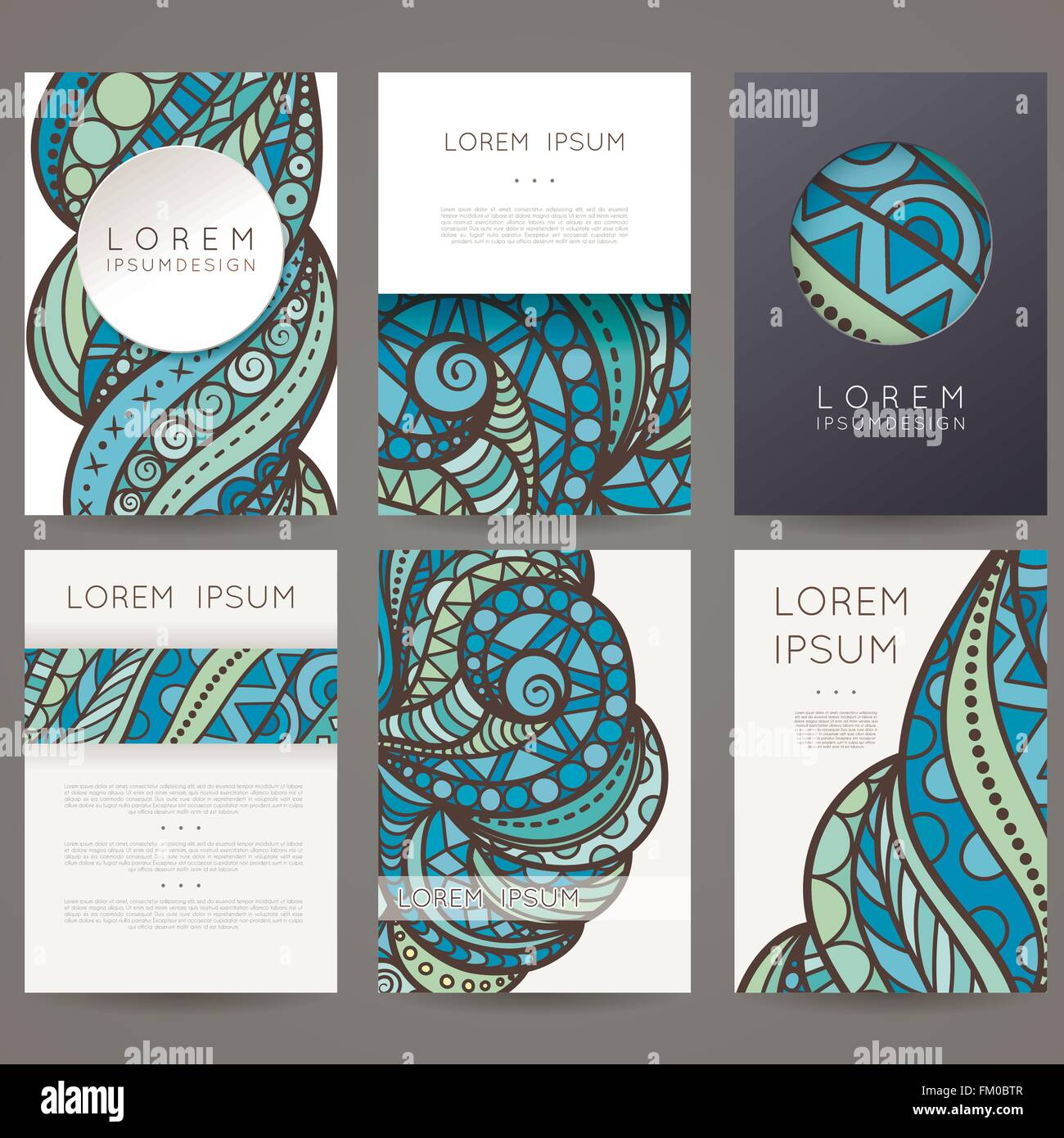 Set of vector design templates. Brochures in random colorful style ...