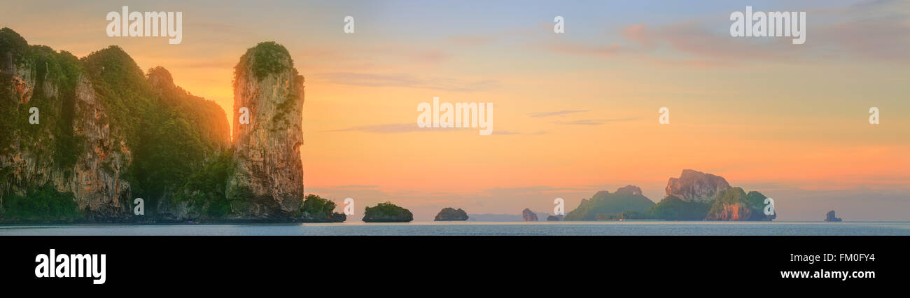Beautiful image of sunset with colorful sky and Longtail boat on the ...