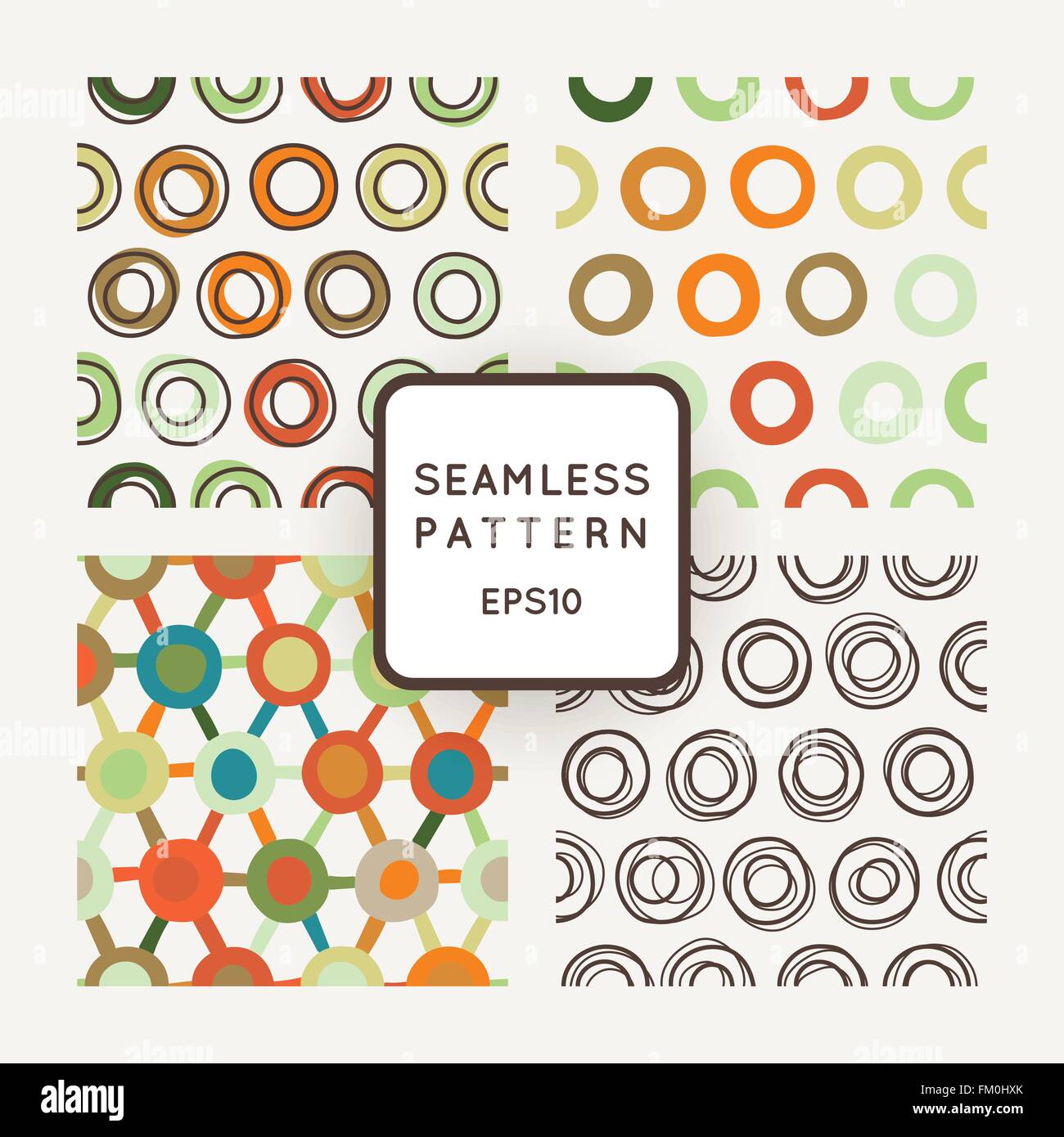 Vector set of seamless geometric patterns of crooked rings Stock Vector ...