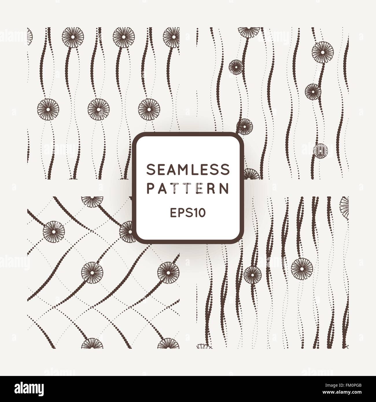 Fine Line Pattern Abstract Set of vector seamless pattern of fine lines, decorated with flowers ...