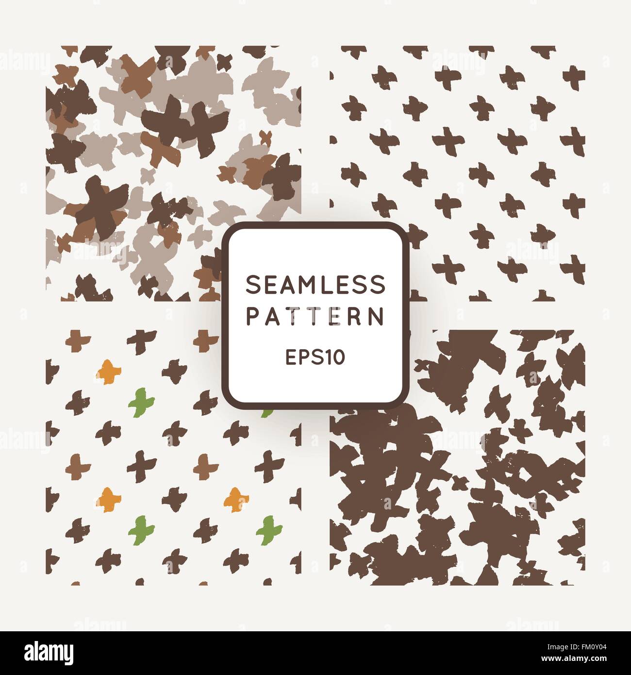 Set of vector seamless patterns with grungy cross hand-drawn elements ...