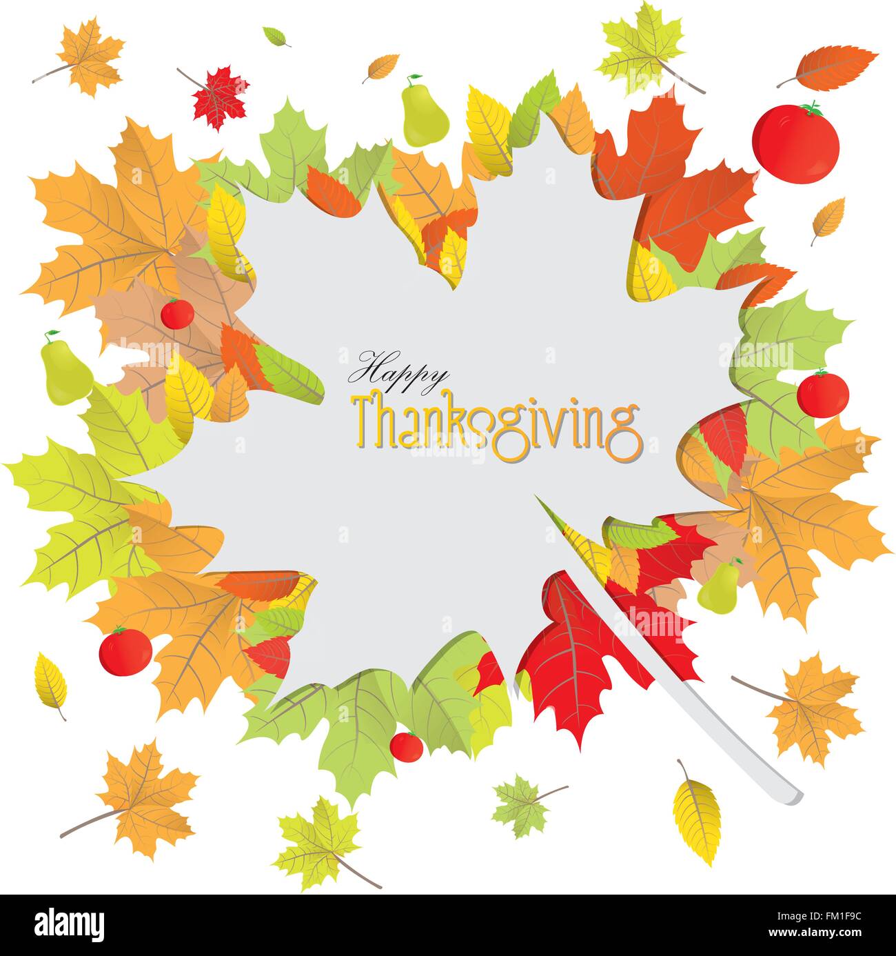 White background with text and leaves for thanksgiving day Stock Vector ...