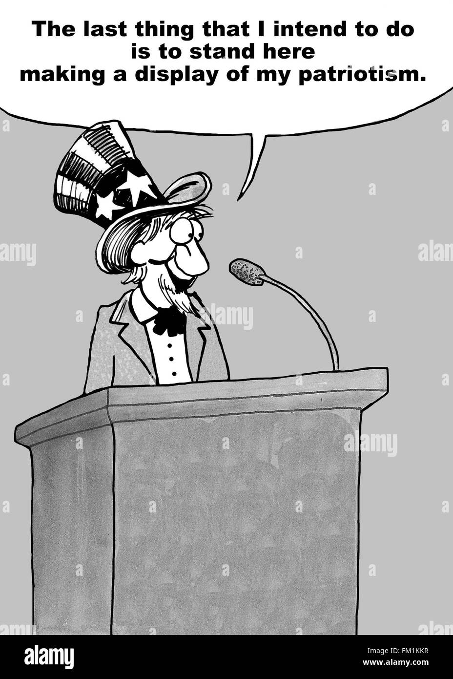 Political cartoon about Uncle Sam. Stock Photo