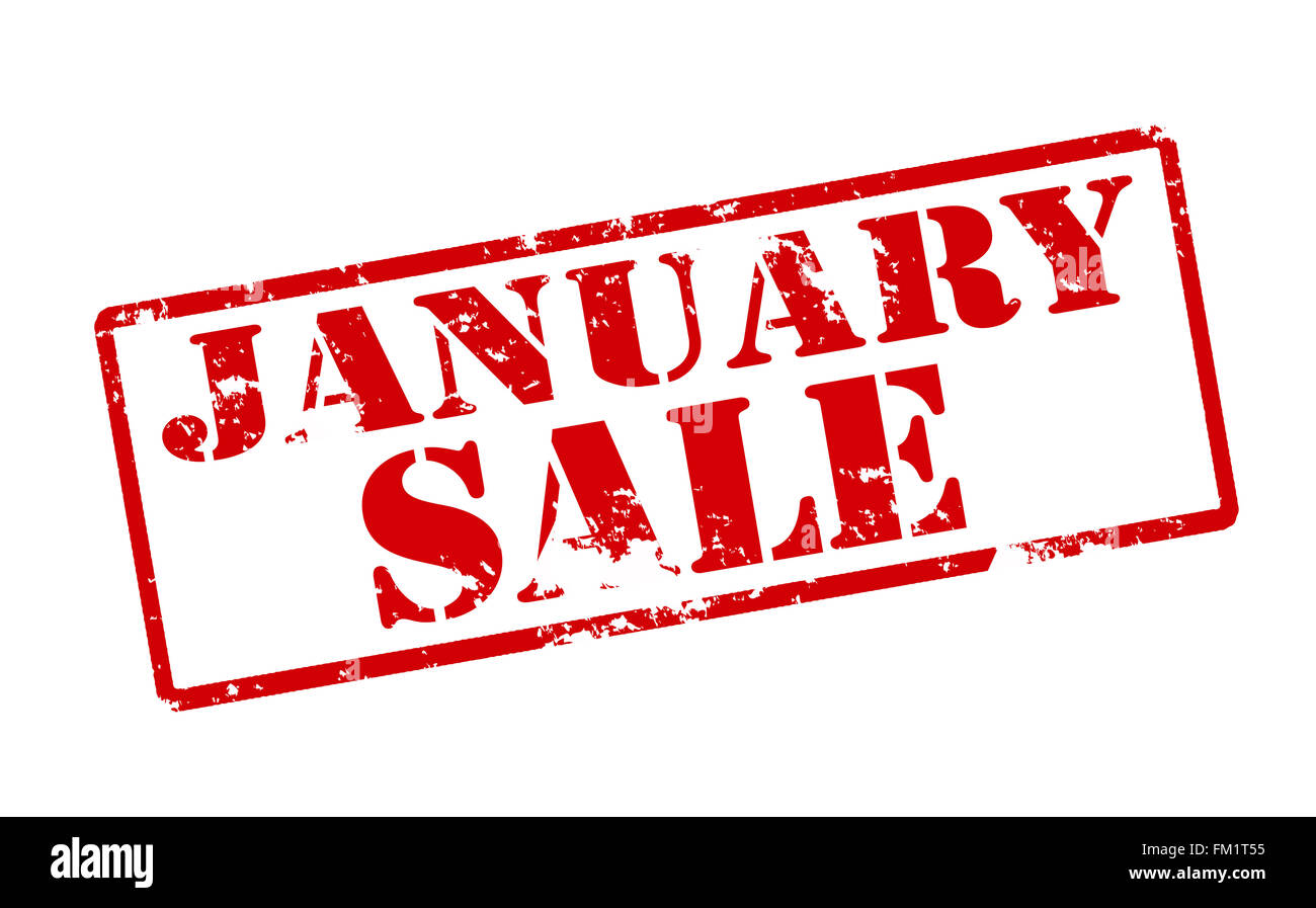 Rubber stamp with text January sale inside, vector illustration Stock