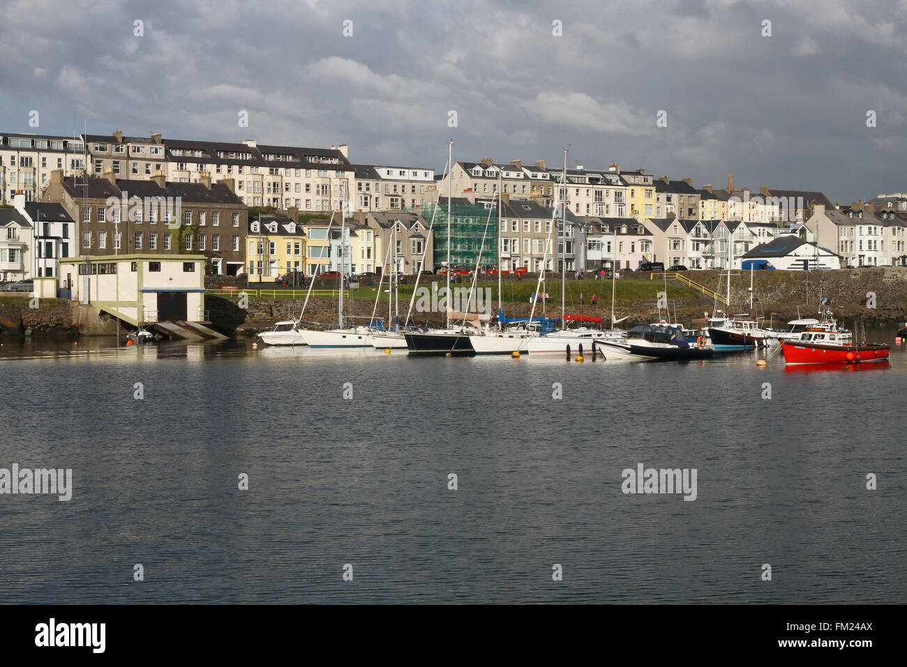 Houses overlooking the harbour in Portrush, County Antrim, Northern