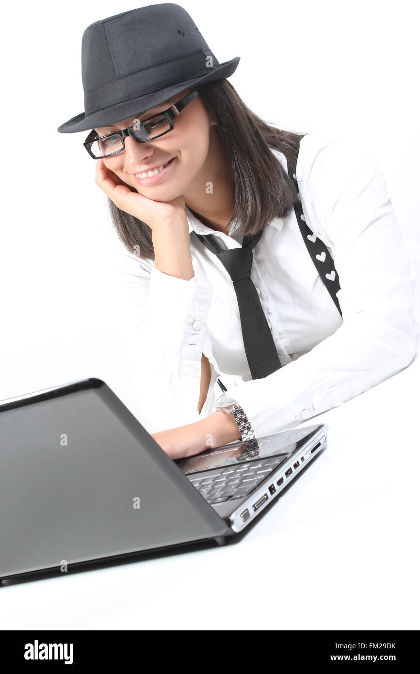 Business woman isolated on white background Stock Photo - Alamy