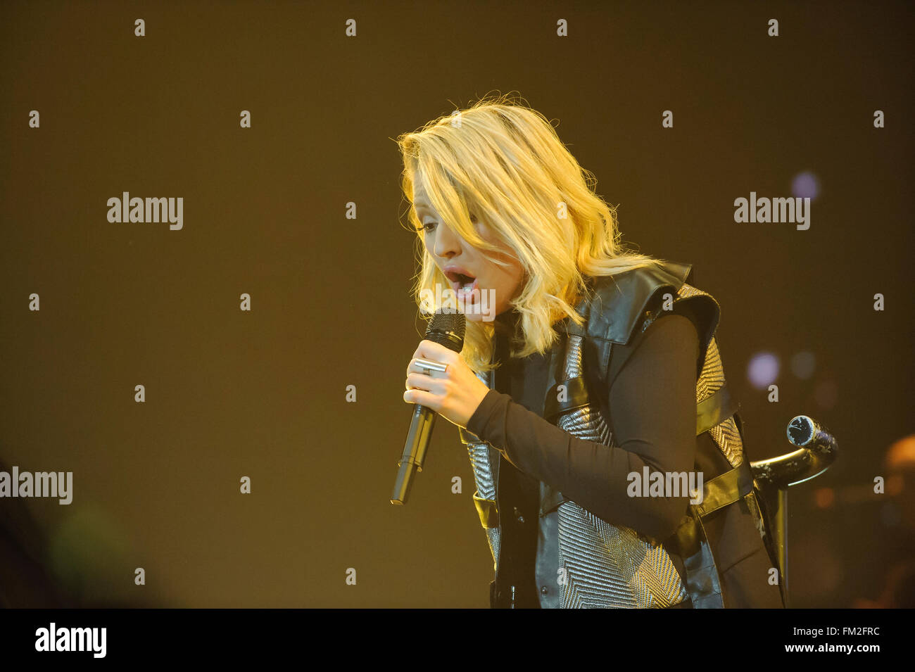 Liverpool, UK. 10th March 2016. Singer, Ellie Goulding, performs during