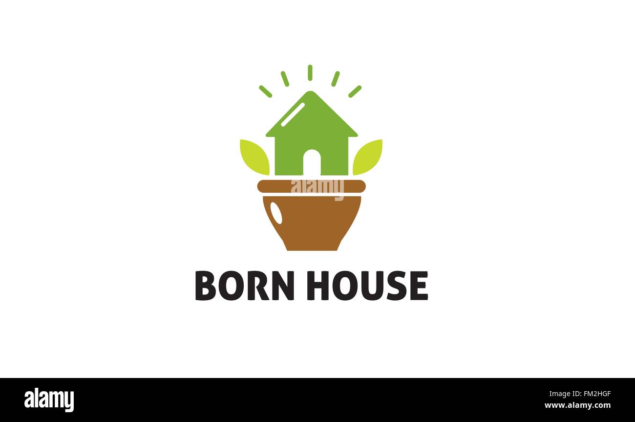 Born house Leaves Logo Vector Symbol Design Illustration Stock Vector