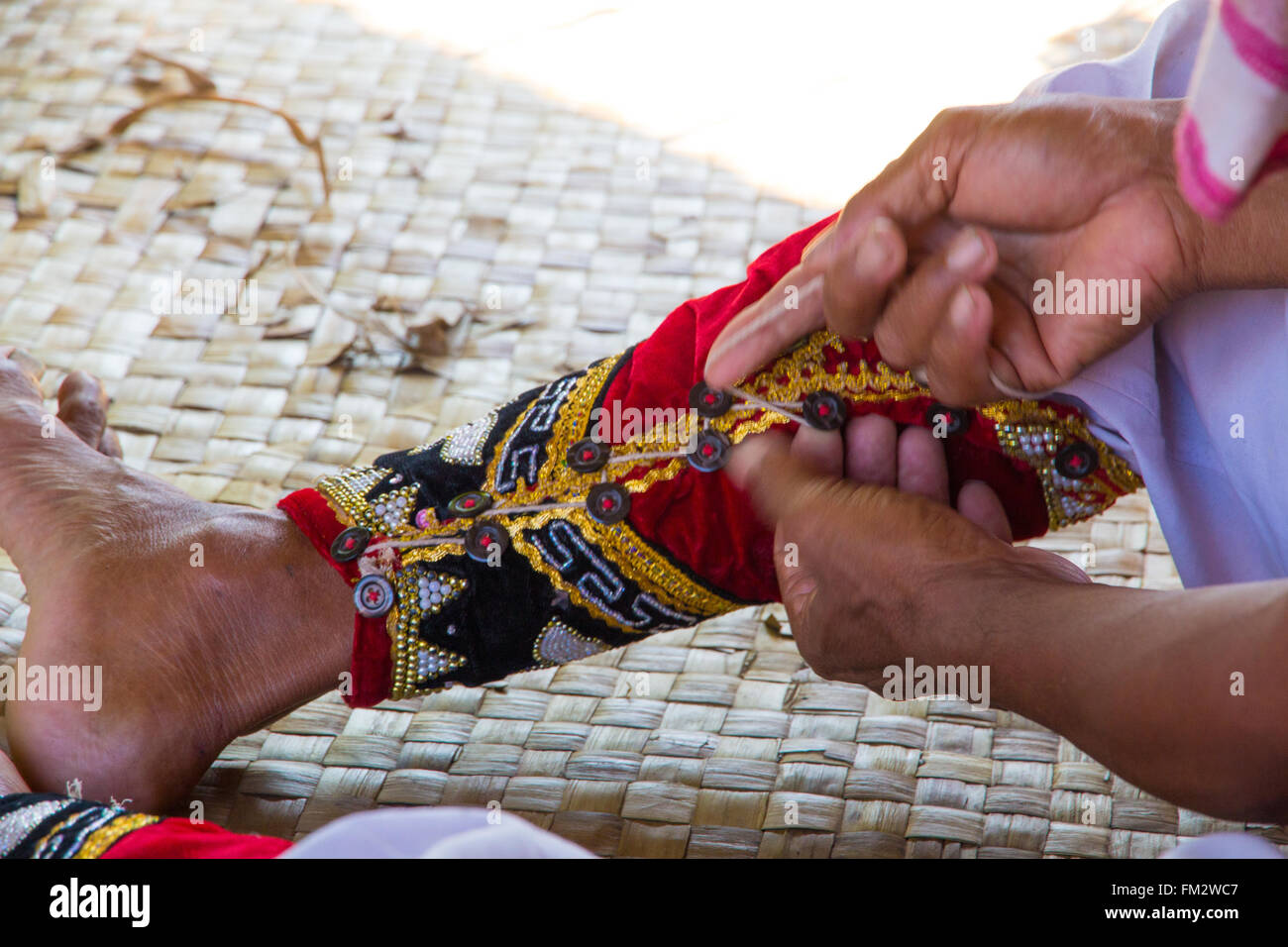 View of Asia, Indonesia, Bali. Traditional male classical Barong dancer lacing ...