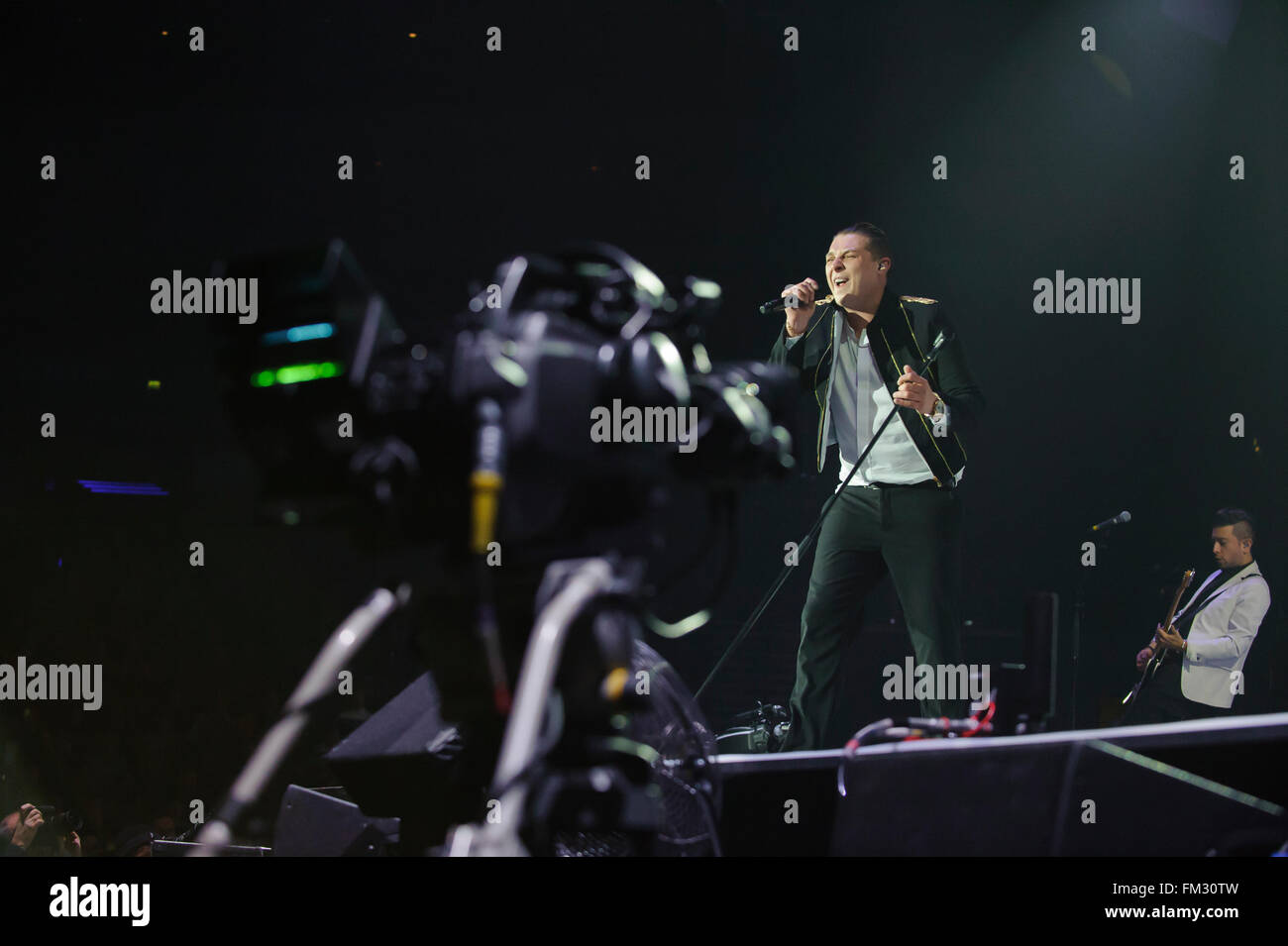 Liverpool, UK. 10th March 2016. Singer, John Newman, performs as
