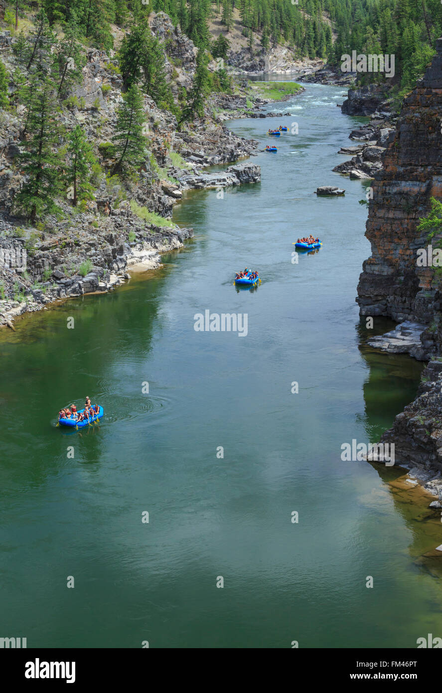 rafters floating through alberton on the clark fork river near