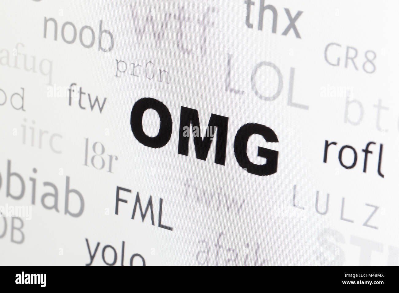 Internet Slang, Acronyms Including BRB, Be Right Back, LOL, Lots Of Laughs,  OMG, Oh My God, And TYT, Take Your Time Stock Photo, Picture and Royalty  Free Image. Image 145560201.