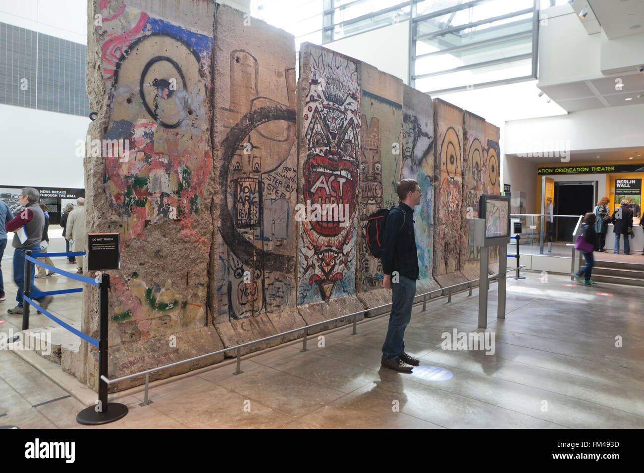 Sections of the Berlin Wall on display at the Newseum - Washington, DC USA Stock Photo