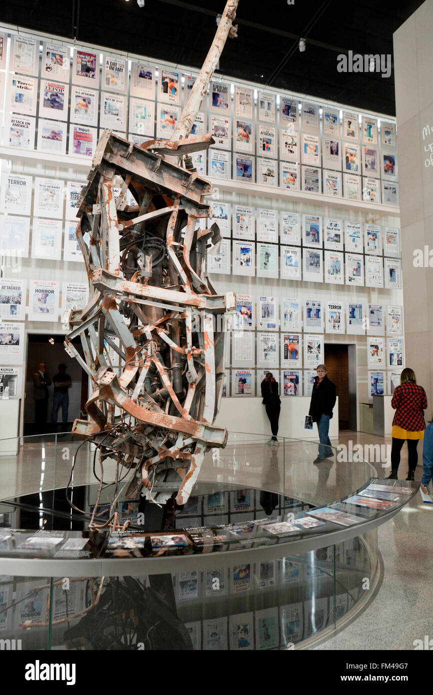 The World Trade Center North Tower Antenna exhibit at Newseum - Washington, DC USA Stock Photo