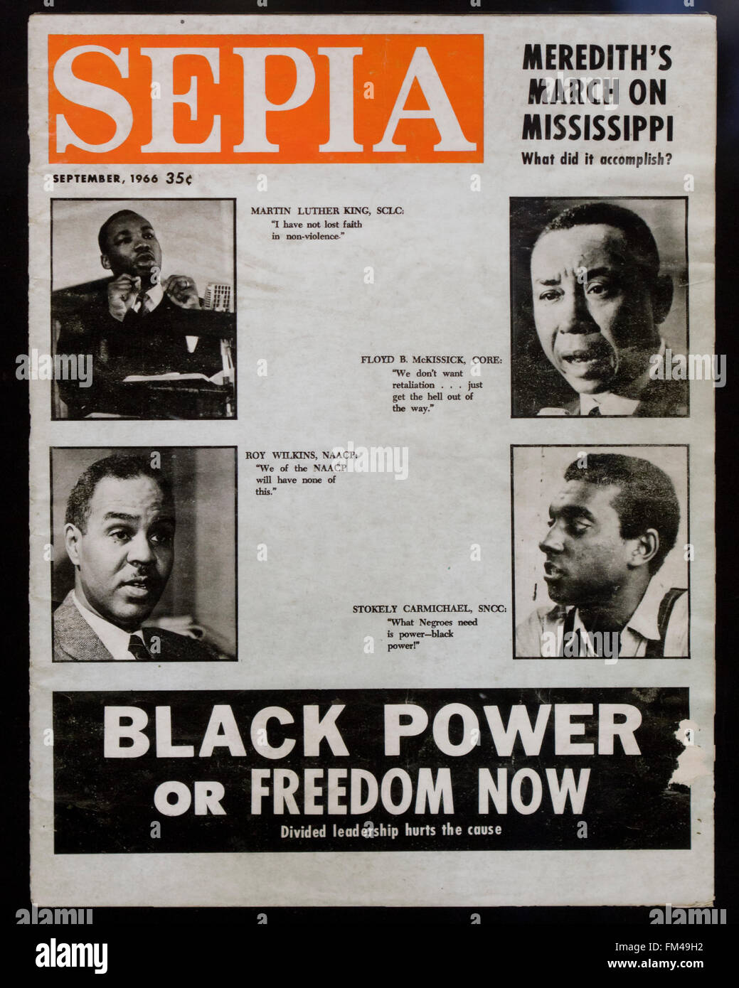 Sepia magazine cover, September 1966 issue (1960s civil rights movement) - USA Stock Photo