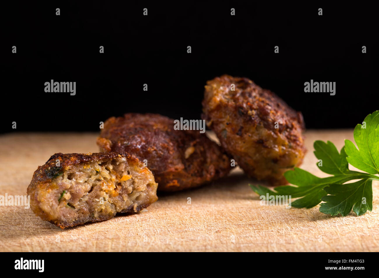 Romanian meatballs called 'chiftele' made with minced meat and parsley Stock Photo