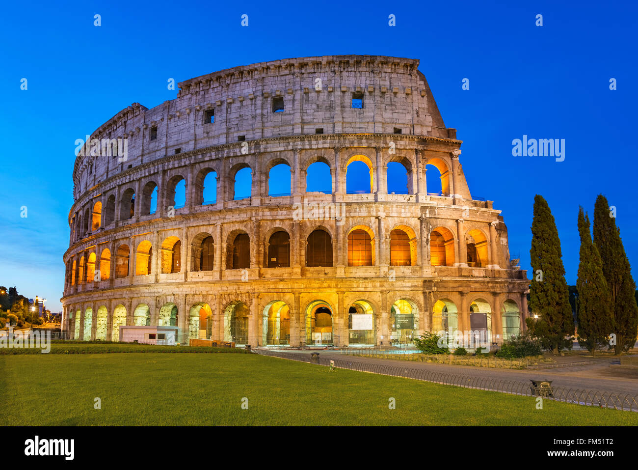 Colosseum at night, Rome, Italy Stock Photo