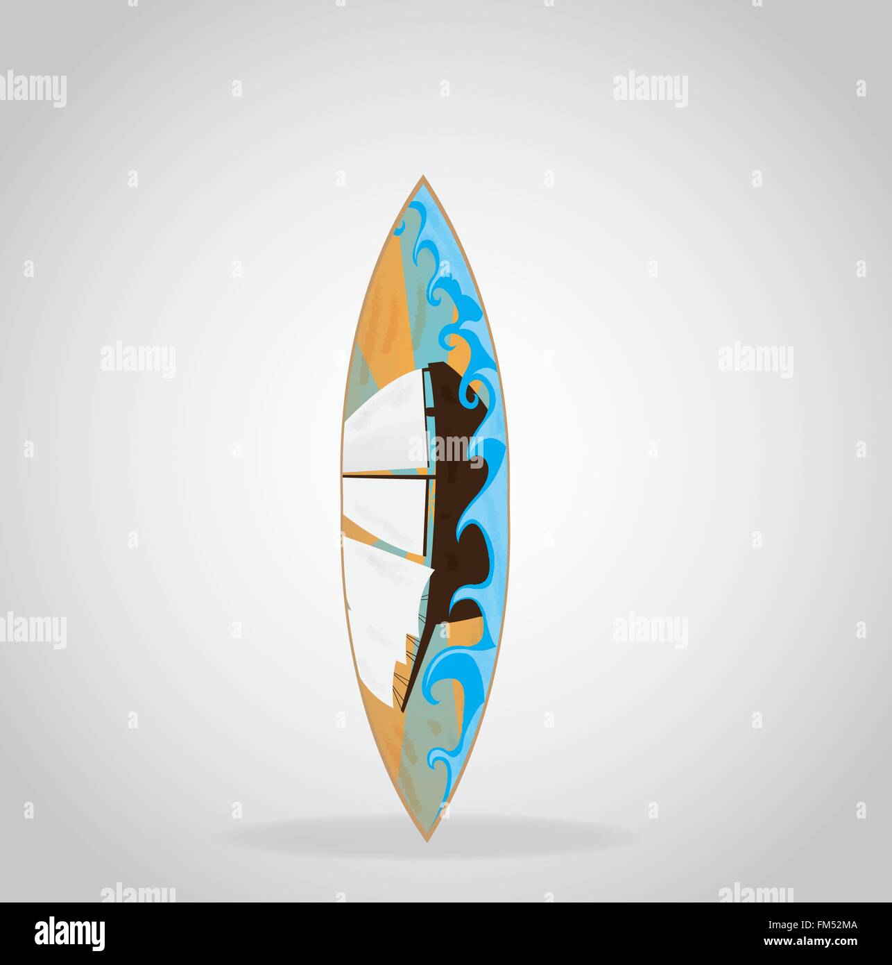 Isolated surfboard with a texture on a grey background Stock Vector ...