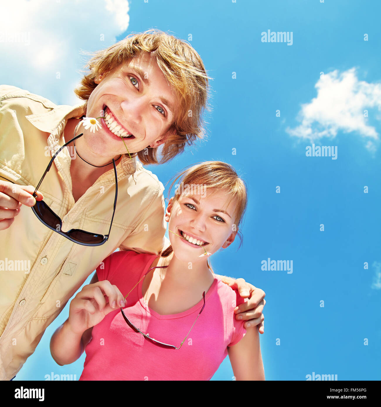 young people having fun outdoors Stock Photo