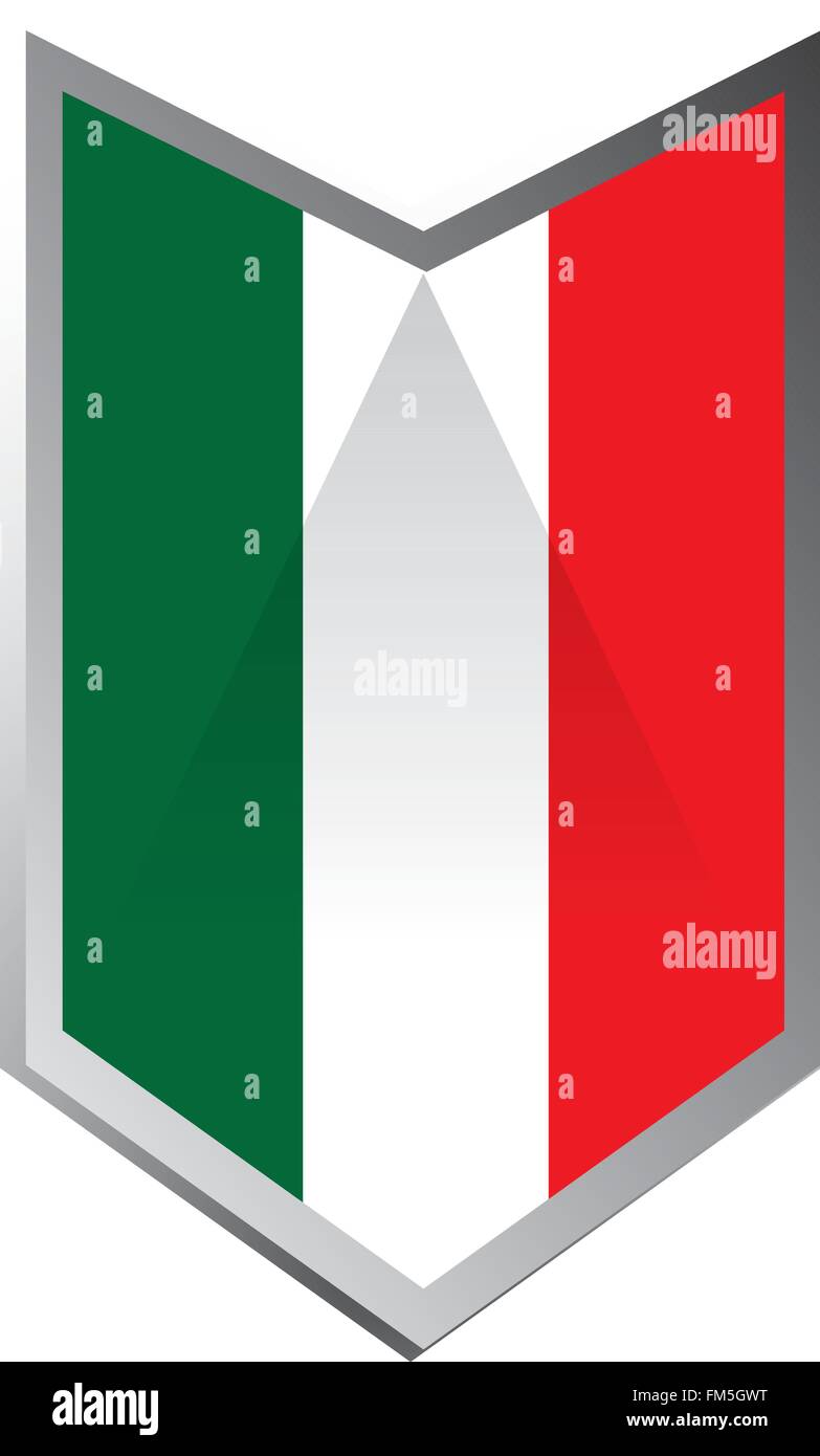 A geometric badge with the italian flag on a white background Stock Vector