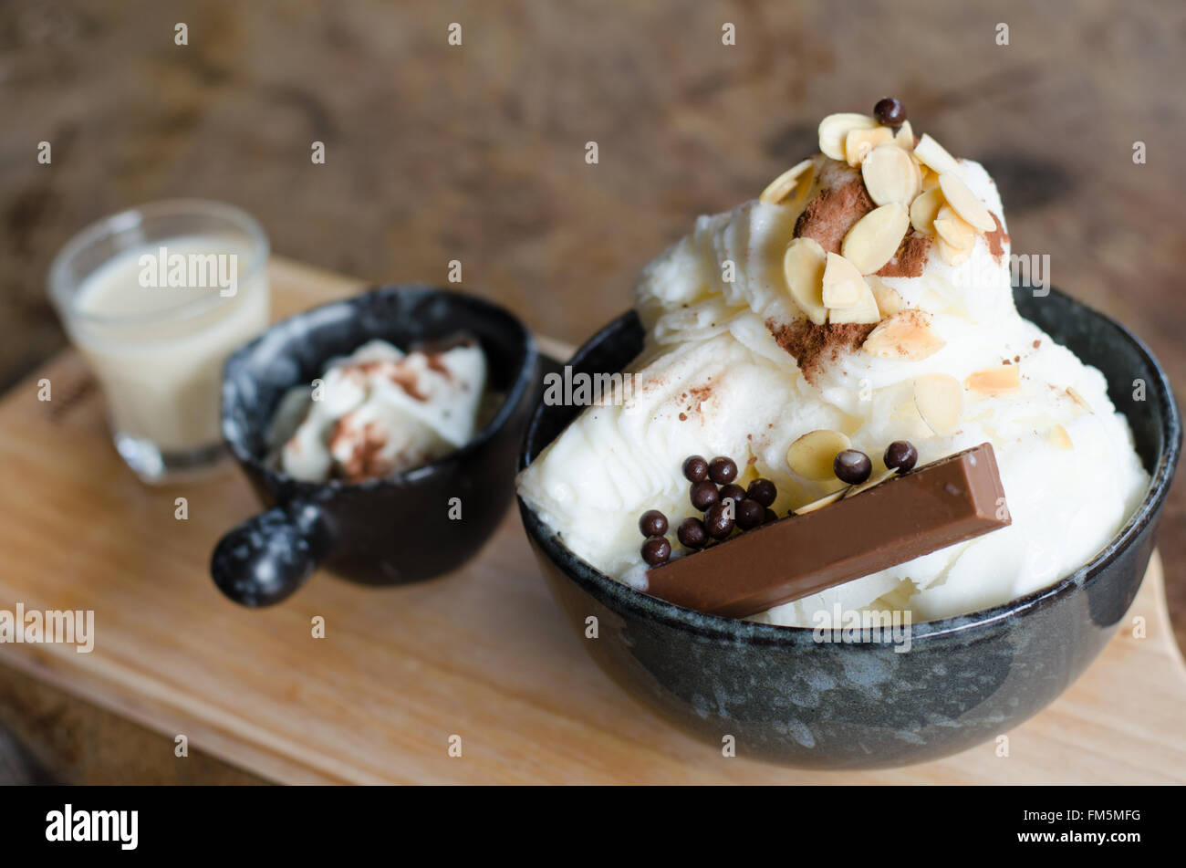 ice frappe with milk flavored and almond(Chui hoah-Bing) Stock Photo