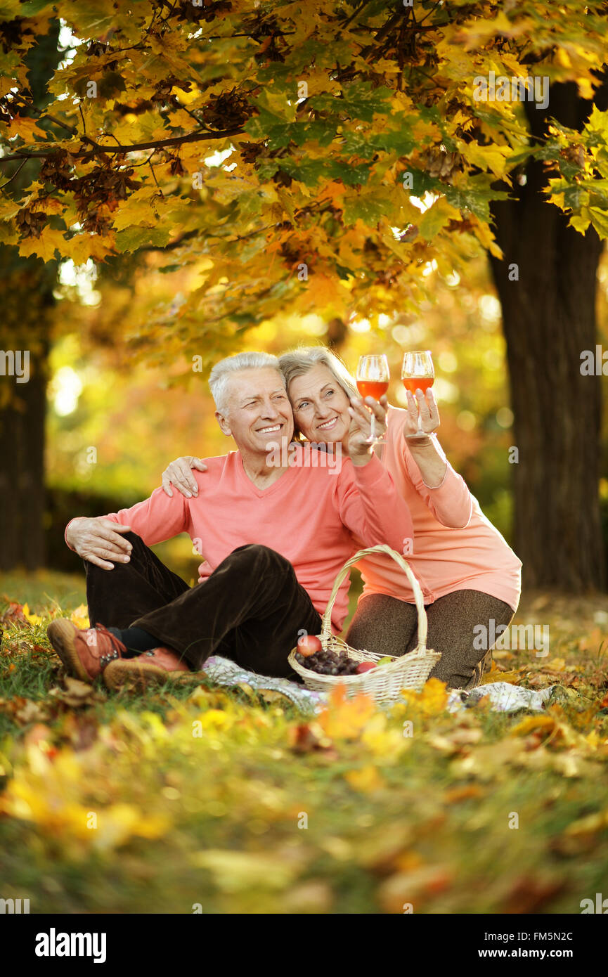 Couple in autumn park Stock Photo - Alamy