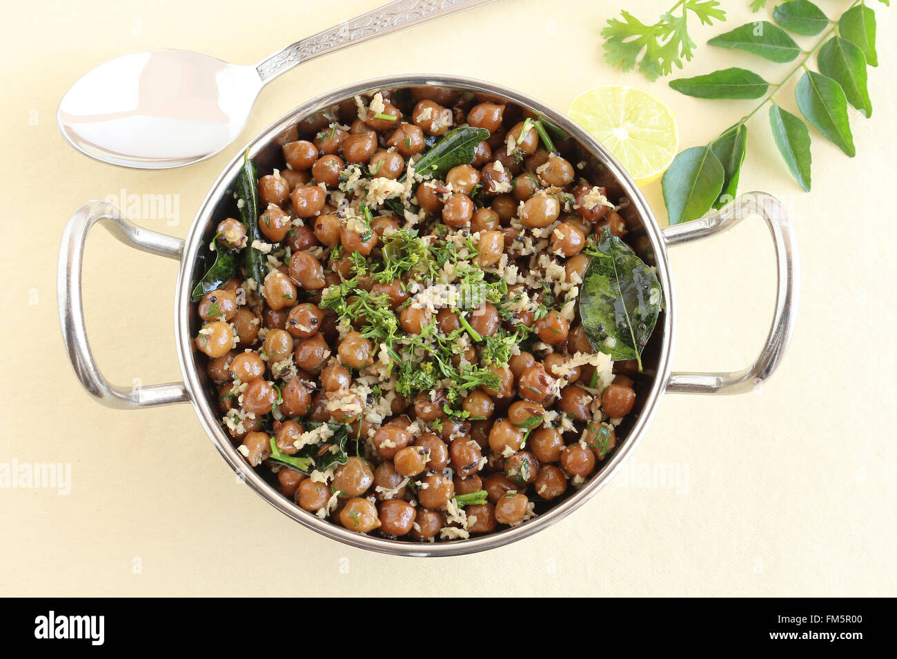 Indian Food Brown Chickpea Curry Stock Photo Alamy