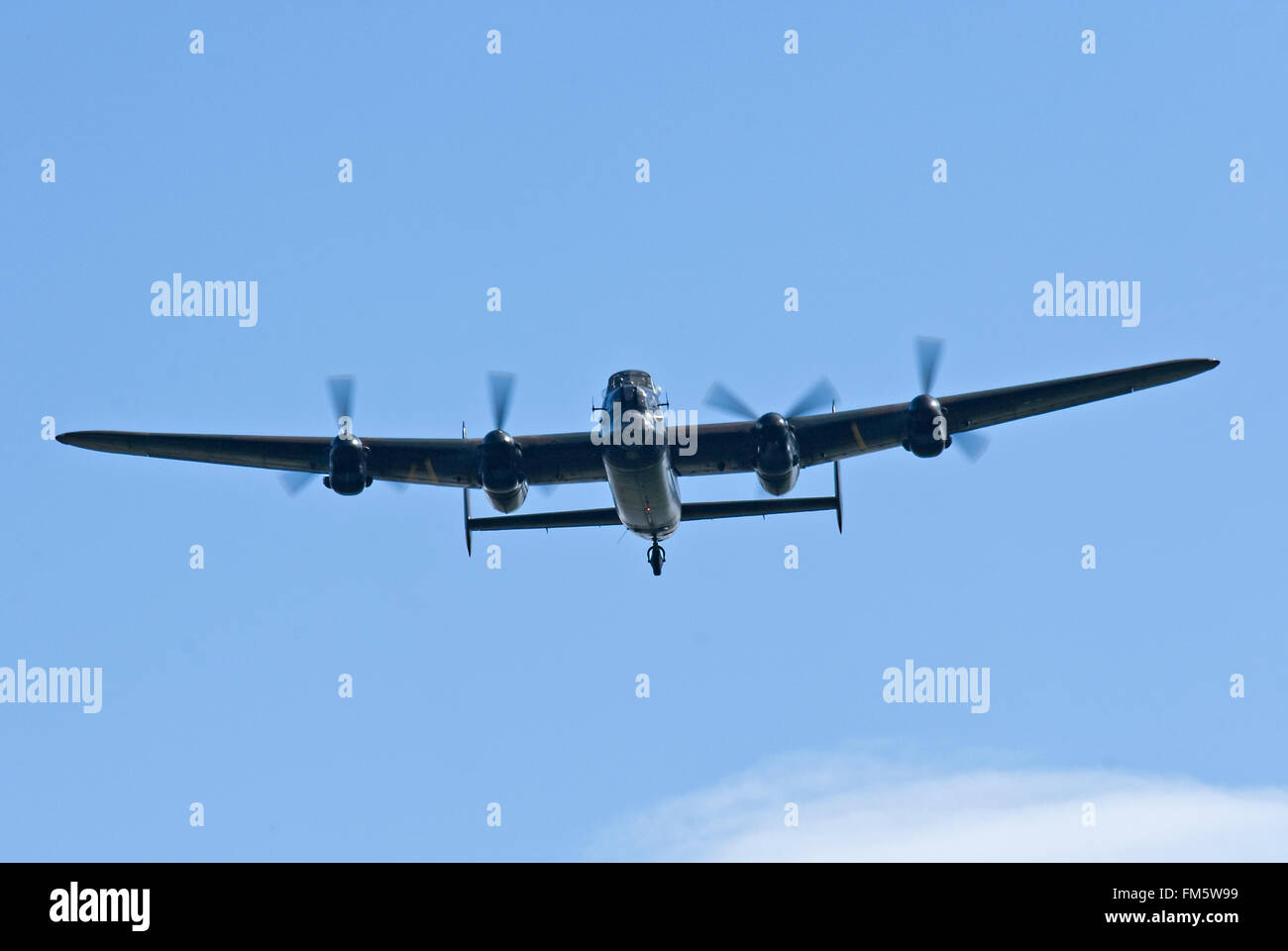 Avro Lancaster PA474 in blue skies over Bomber County. Stock Photo