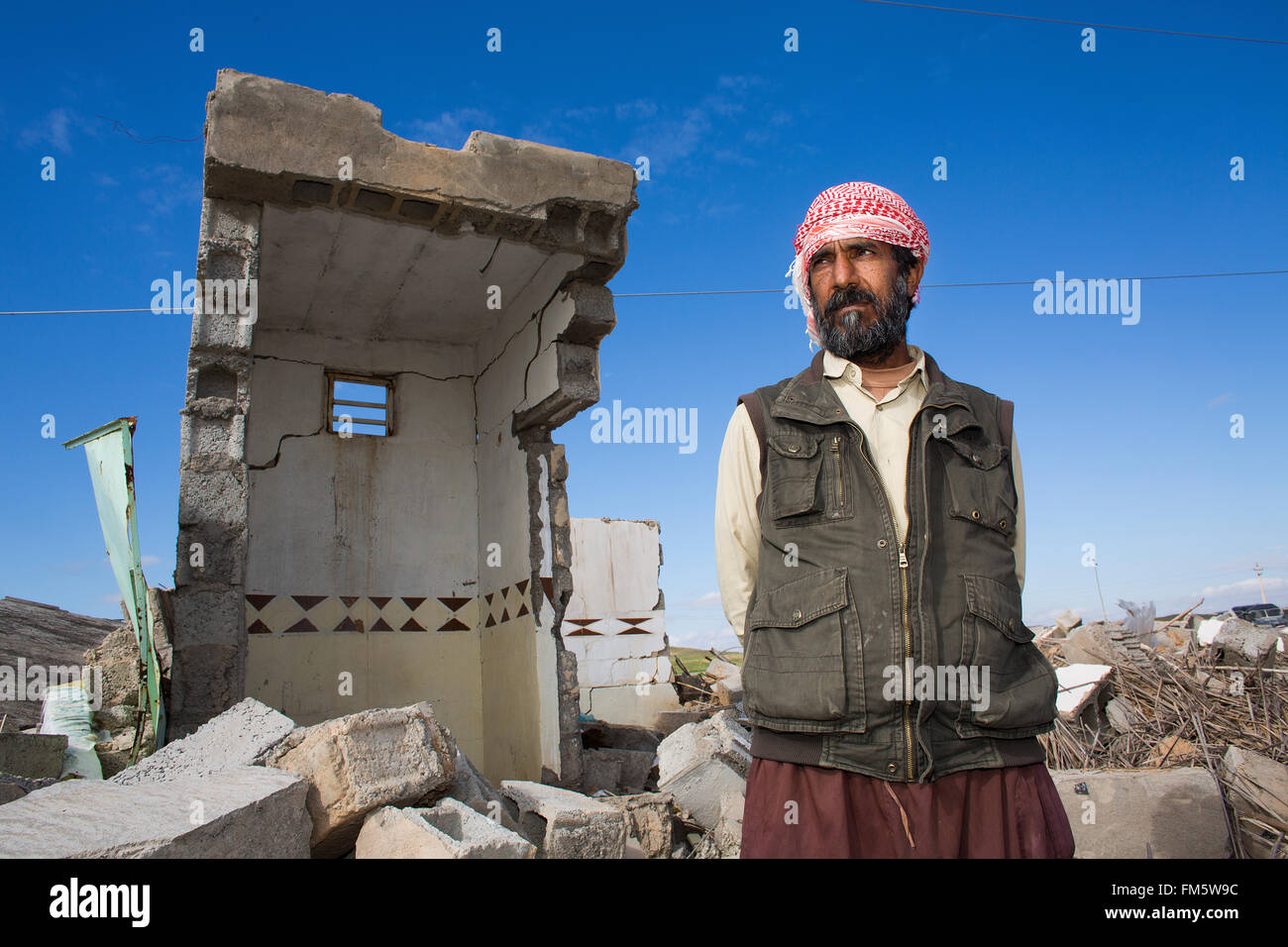 IS fighters destroyed this house because the house owner is Shia muslims Stock Photo