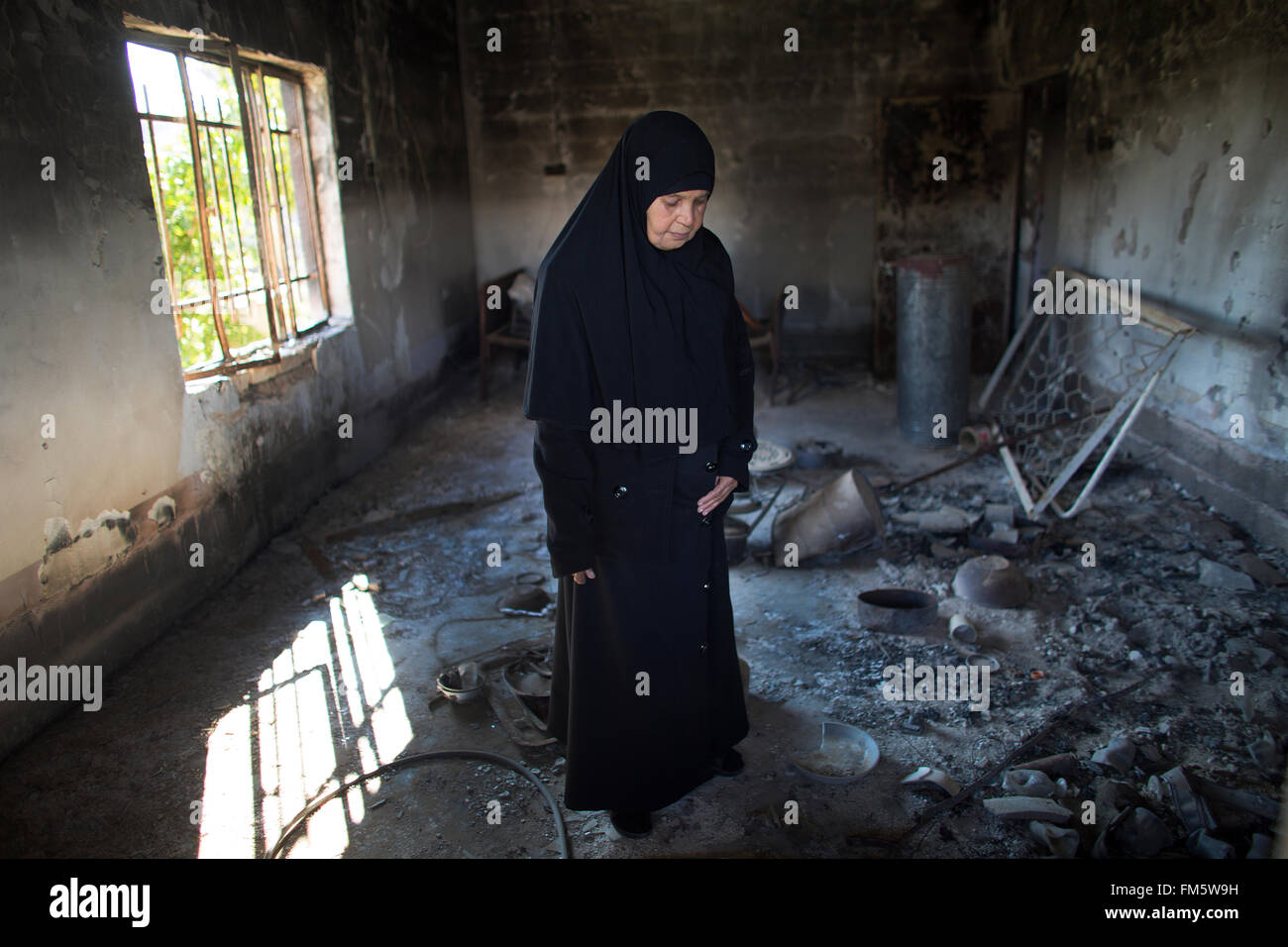 IS fighters destroyed this house because the house owner is Shia muslims Stock Photo