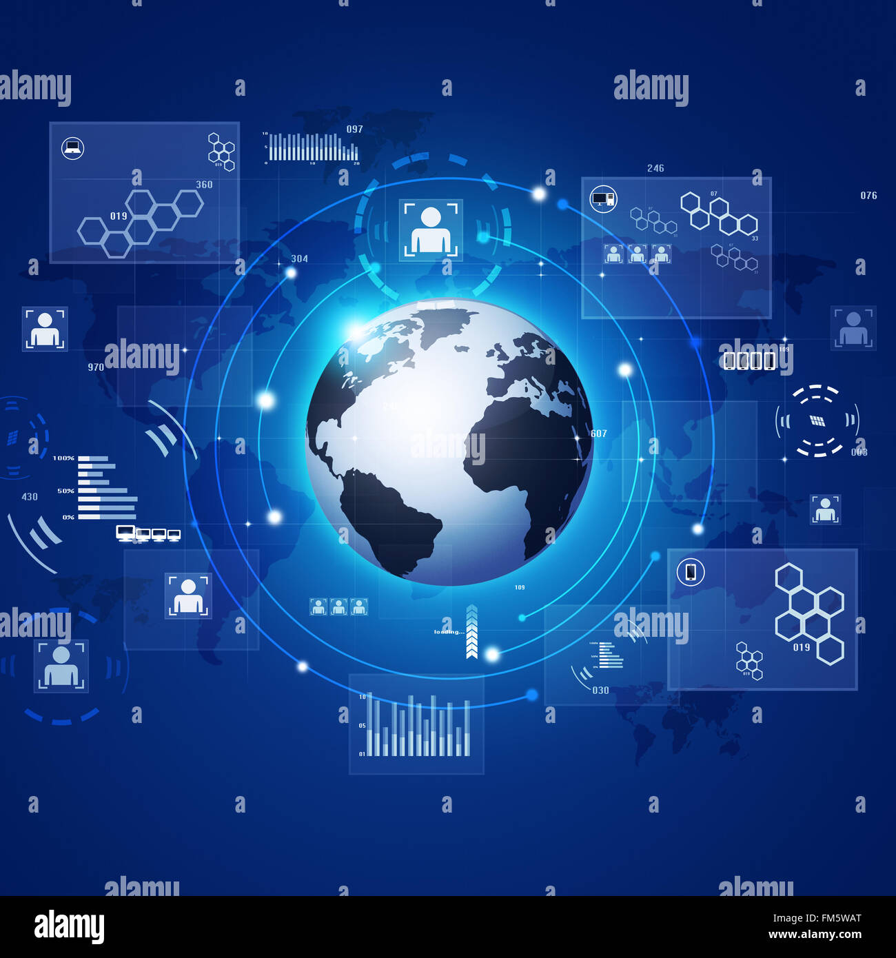 concept interface of world internet connections and communications Stock Photo