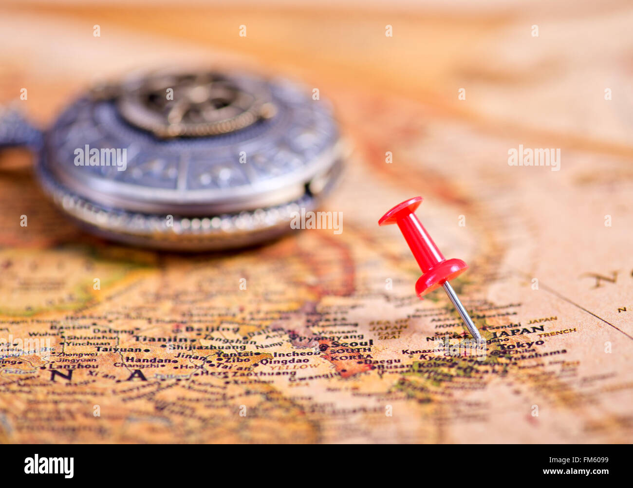 old compass on the old map Stock Photo - Alamy
