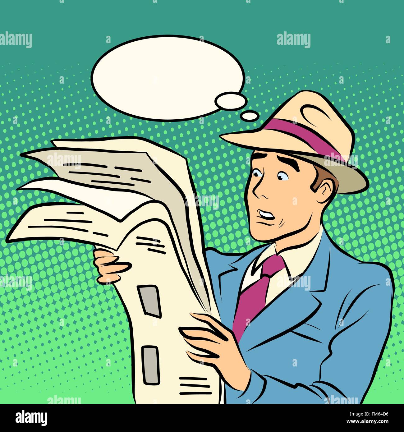 Awesome news man reading a newspaper Stock Vector