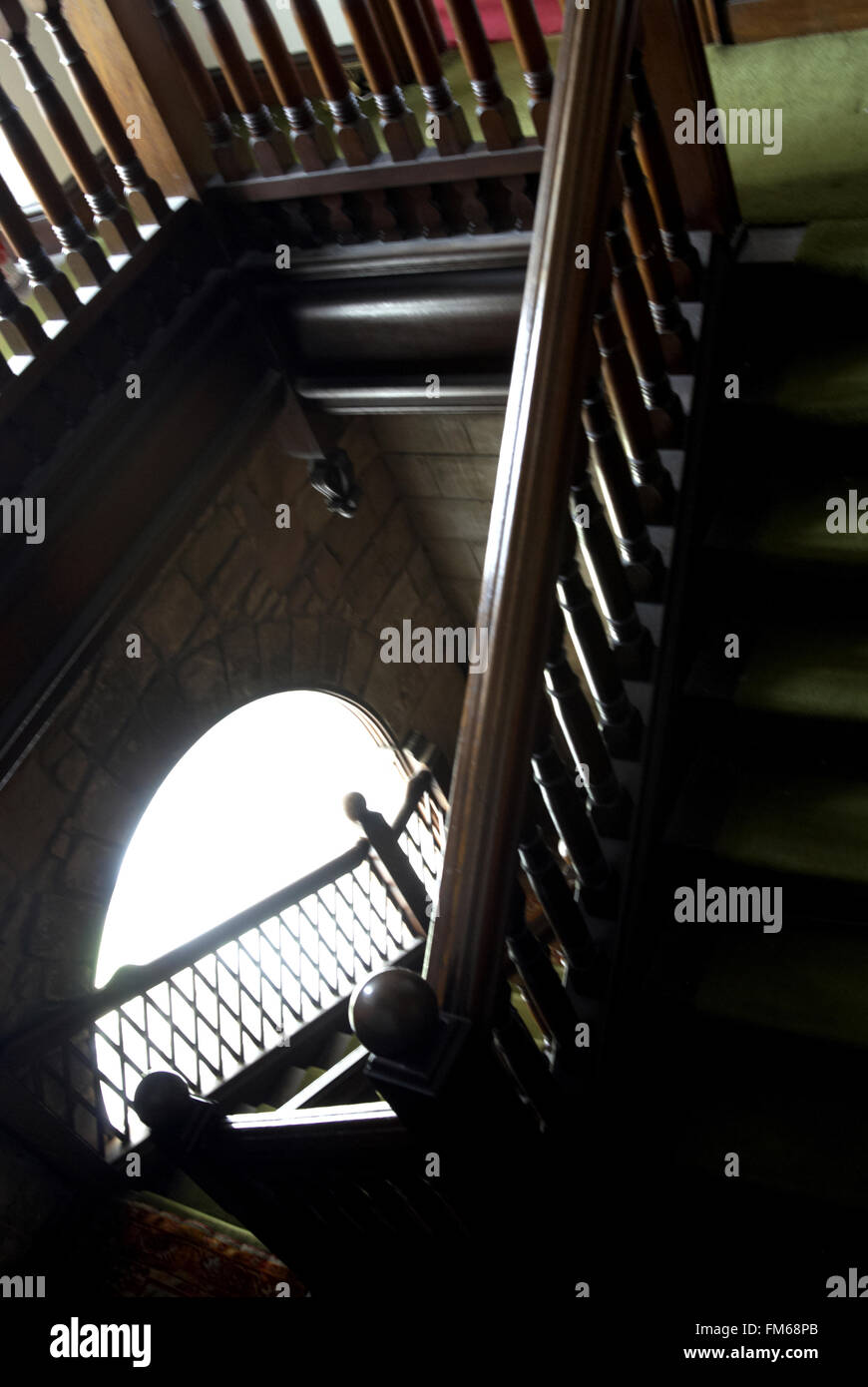 Banisters in stairwell, Bamburgh Castle, Northumberland Stock Photo